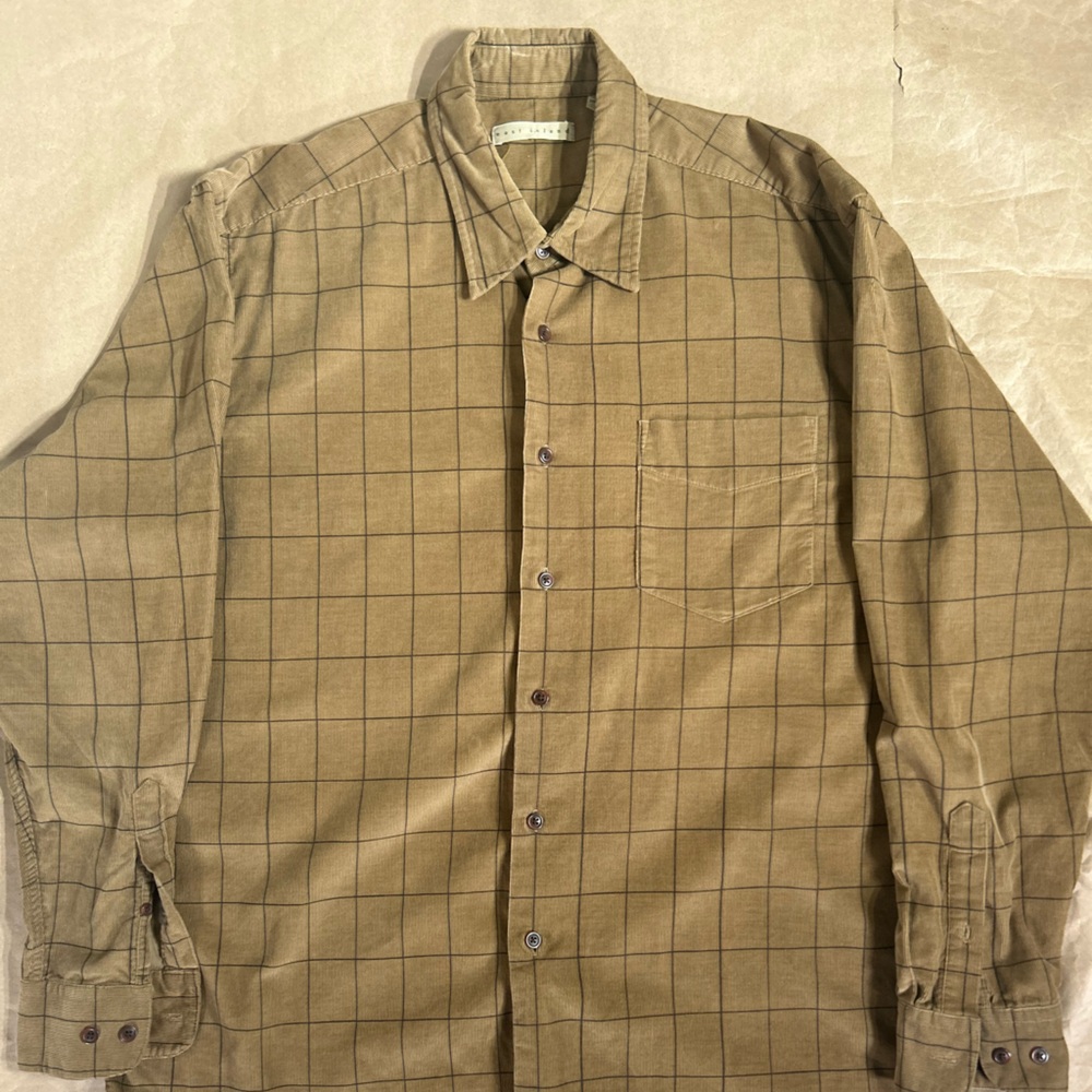 East Ialand Tan Checkered corduroy Button-Up Shirt